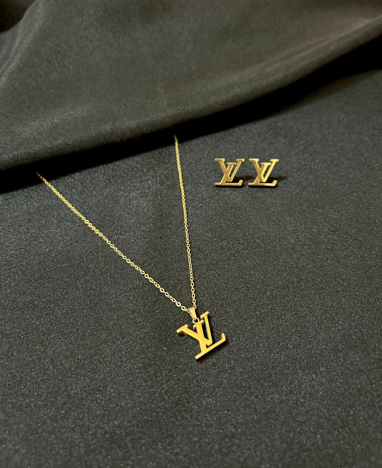 Ivy Necklace Set – Gold LV-Inspired Necklace Set for Women