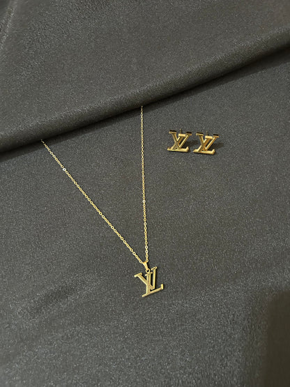 Ivy Necklace Set – Gold LV-Inspired Necklace Set for Women