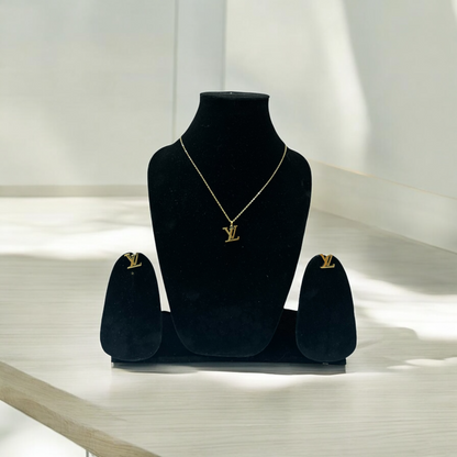 Ivy Necklace Set – Gold LV-Inspired Necklace Set for Women