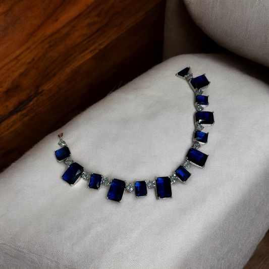 Twilight Necklace Set-Blue with sparkling blue accents, designed for elegance and charm, perfect for special occasions.